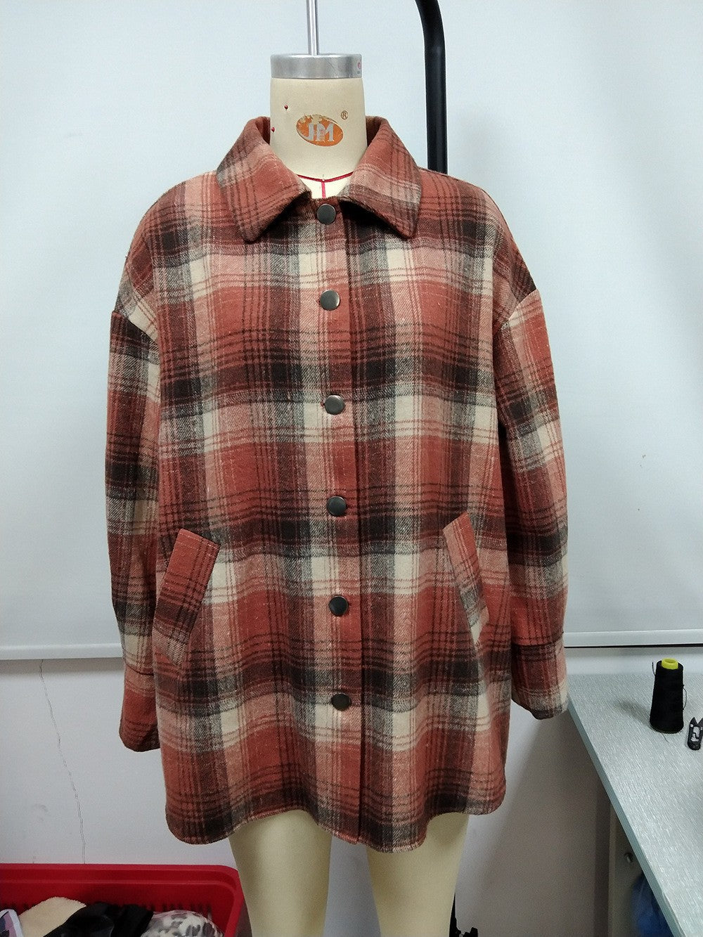 Damen Wollmantel im tartan Design EB