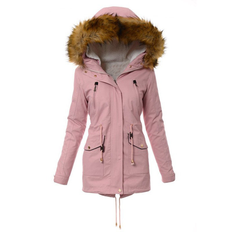 Damen Winterparka mit abnehmbaren Kunstfellkragen EB