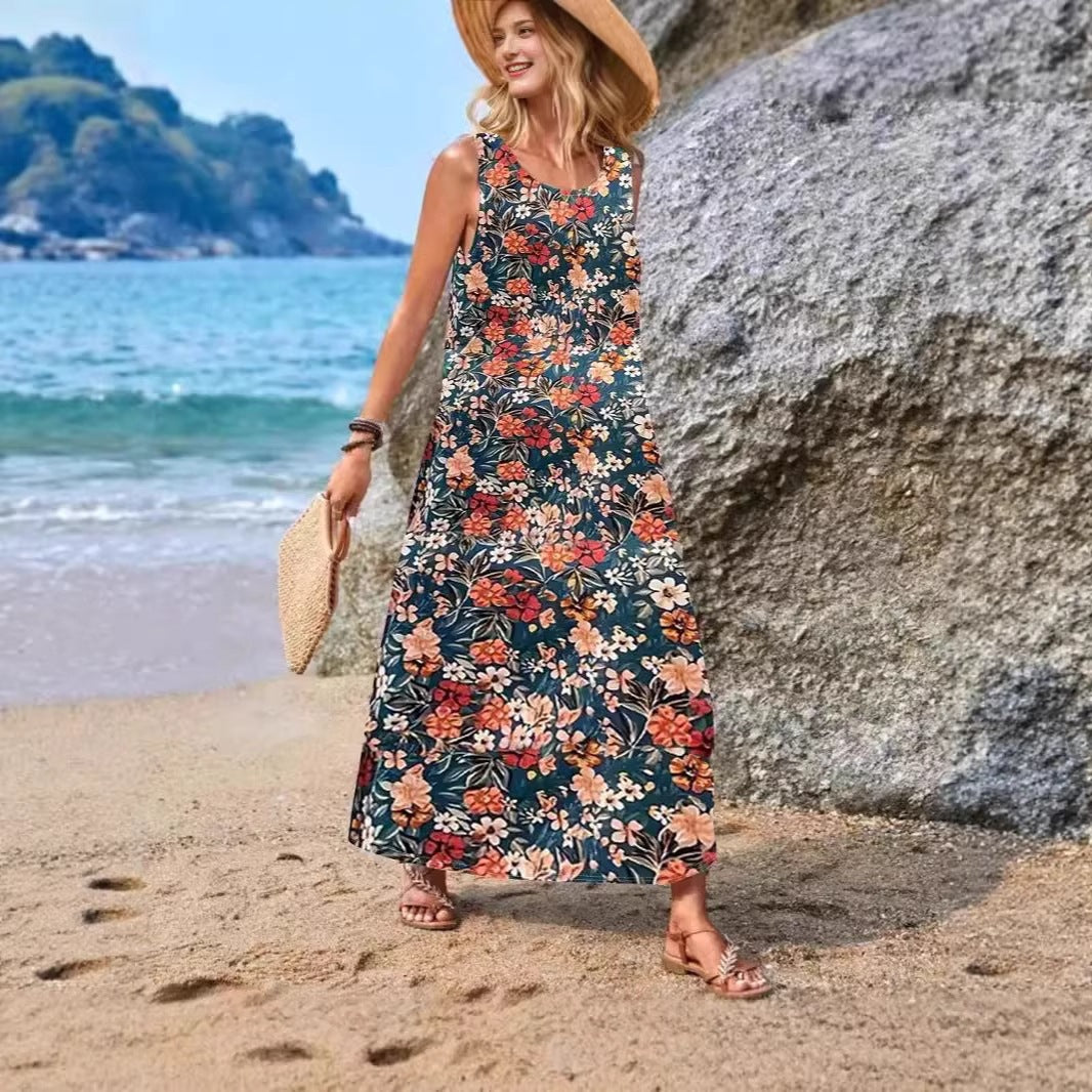 Damen Maxikleid mit einzigartigen Schmetterlingsdruck EB