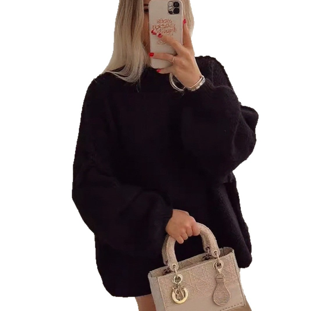 Damen kuscheliger Oversize-Pullover mit weiten Ärmeln und strukturiertem Strick EB