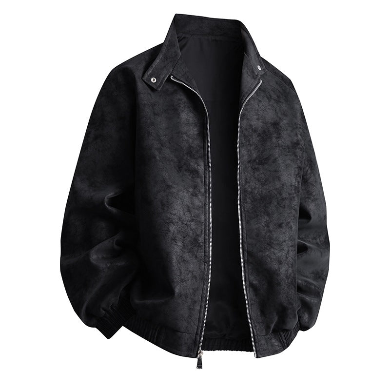 Herren stylische Kunstlederjacke im modernen Design und elastischen Bündchen EB