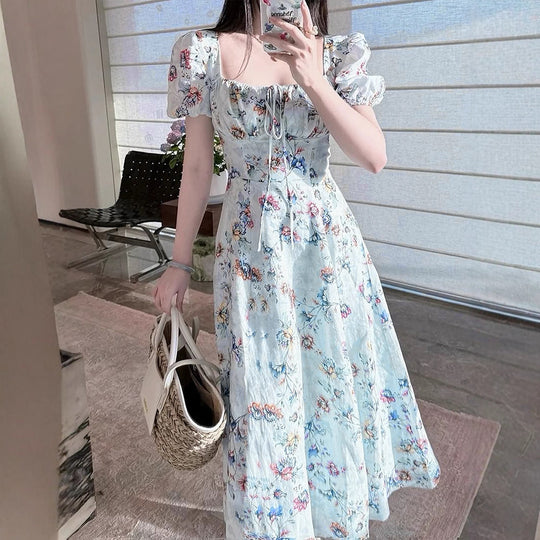 Damen Maxikleid mit raffiniertem Blumenprint und taillierter Silhouette EB