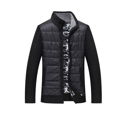 Herren modische Steppjacke mit Strickdetails und hohem Kragen EB