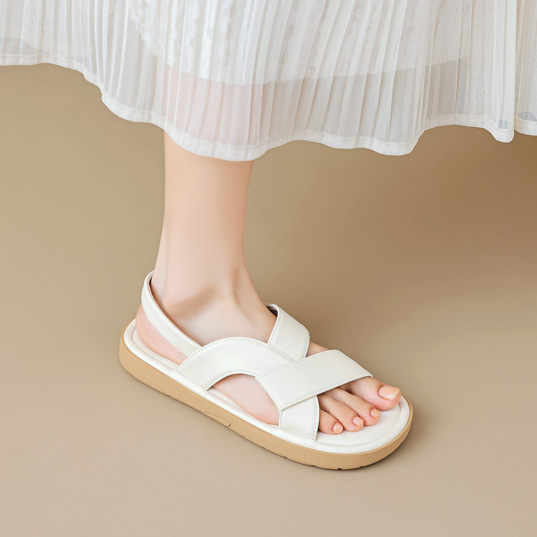 Damen bequeme Riemensandalen mit flexiblem Fußbett und anpassbarem Riemen EB