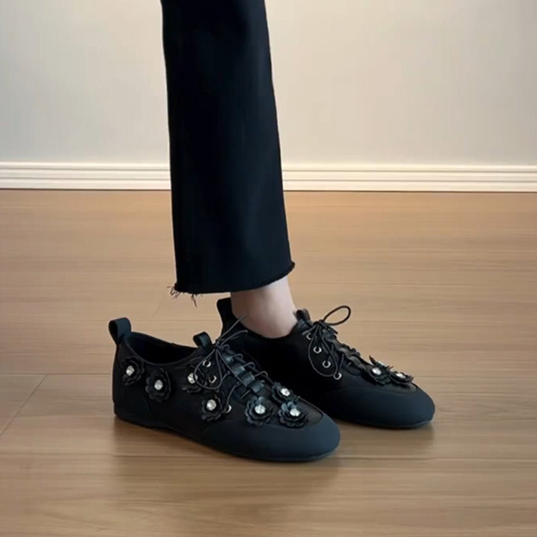 Damen modische Sneaker mit floralem Dekor EB
