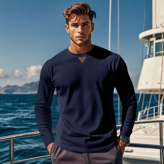 Herren Langarmshirt mit strukturiertem Rippdesign EB