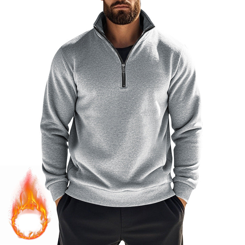Herren nan thermischer Halbzip-Pullover mit Stehkragen und wärmendem Fleece-Innenfutter EB