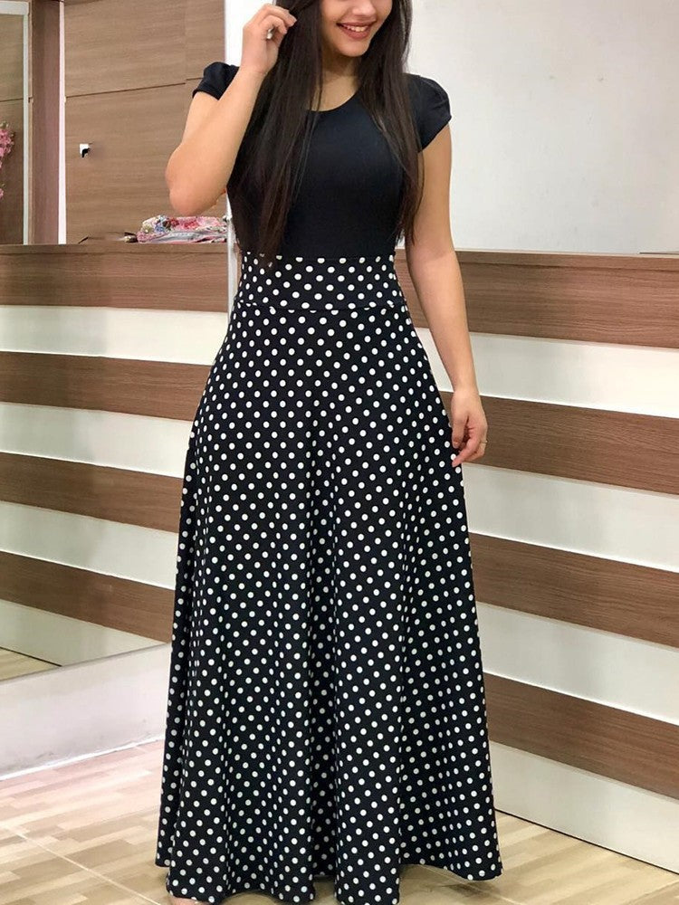 Damen Elegantes Maxikleid mit grafischem Druck und flexiblem Bund EB
