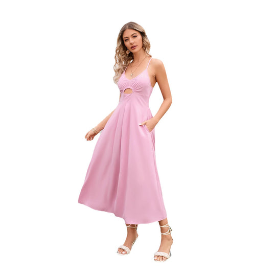 Damen Midikleid mit trendy Ausschnitt und praktischen Taschen EB