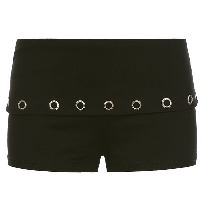 Damen Modische Shorts mit dekorativen Ösen EB