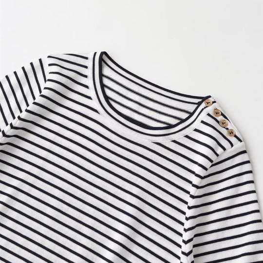 Damen gestreiftes T-Shirt mit kurzen Ärmeln EB