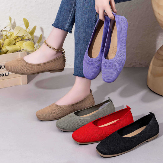 Damen Bequeme Strick-Ballerinas EB
