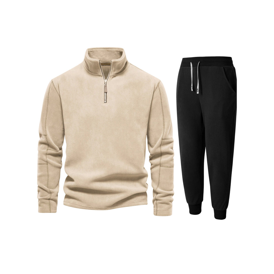 Herren Fleece-Oberteil mit kurzer Reißverschluss und bequemen Jogginghosen EB