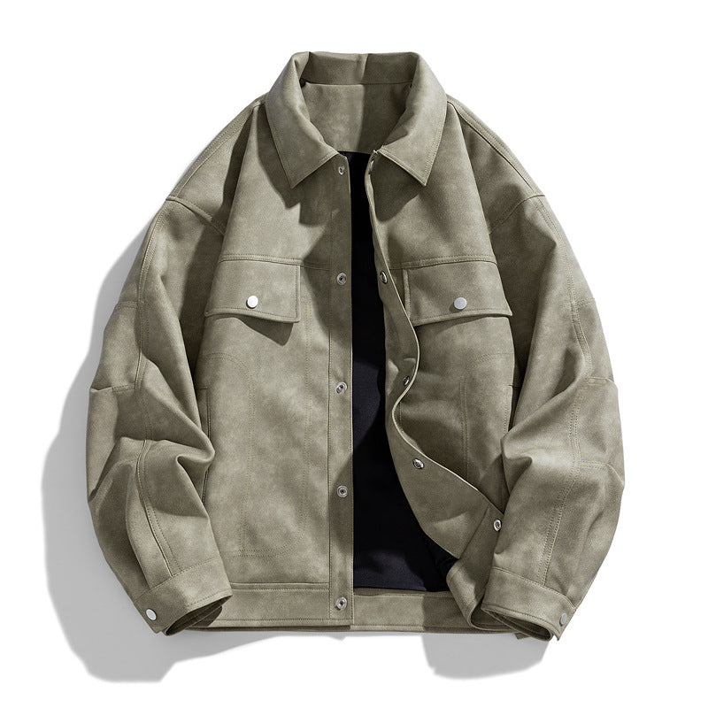 Men's  suede-effect relaxed trucker jacket with topstitch detailing EB