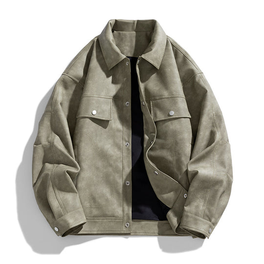 Men's  suede-effect relaxed trucker jacket with topstitch detailing EB
