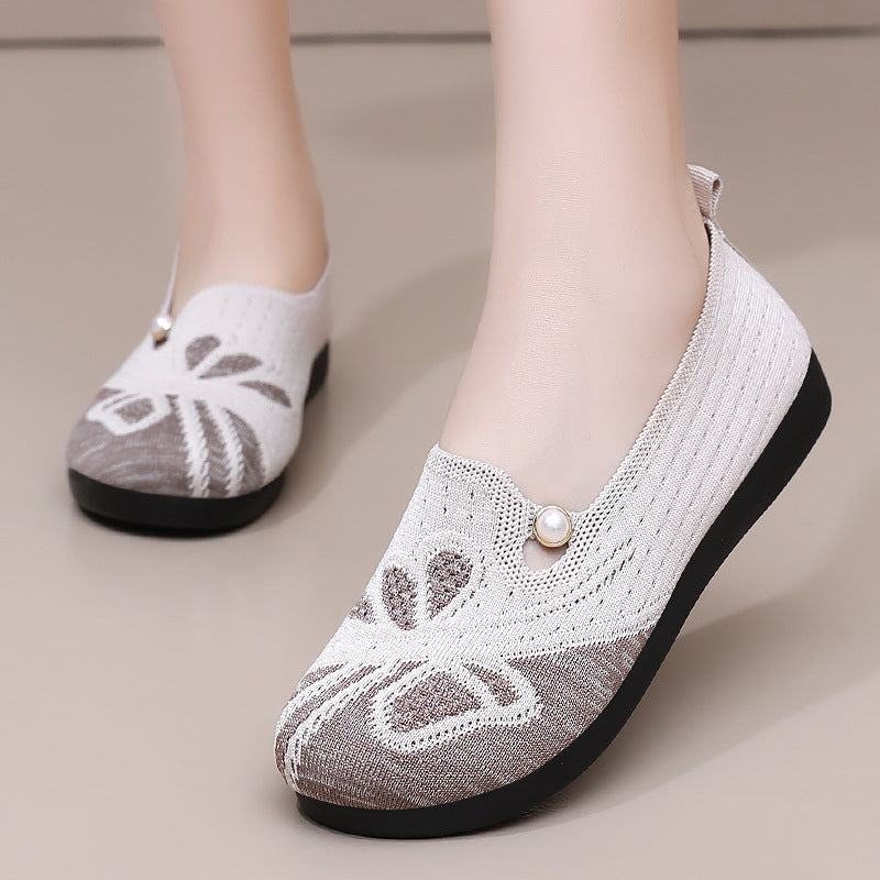 Damen Komfortable Slipper mit floraler Applikation EB
