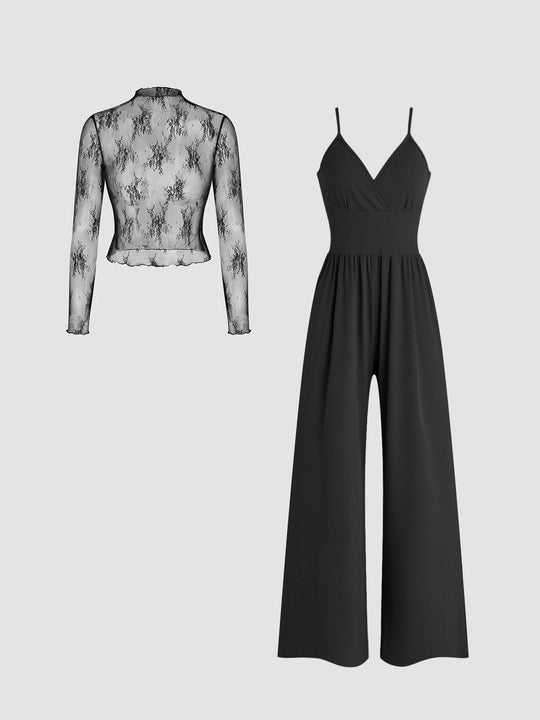 Damen elegantes und figurbetontes Jumpsuit-Set EB