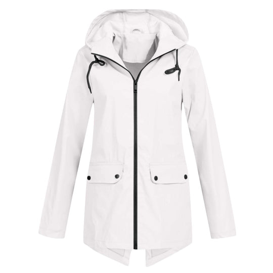 Damen wasserabweisende Übergangsjacke mit verstellbarer Kapuze und praktischen Taschen EB
