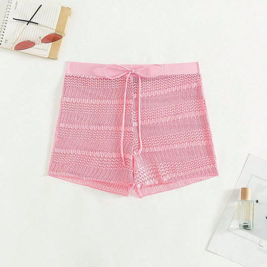 Damen Sportliche Badeshorts mit flexiblem Bund und modischem Wellenmuster EB