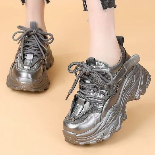 Damen Sportliche Chunky Sneakers mit Glitzer-Elementen und verstärktem Profil EB