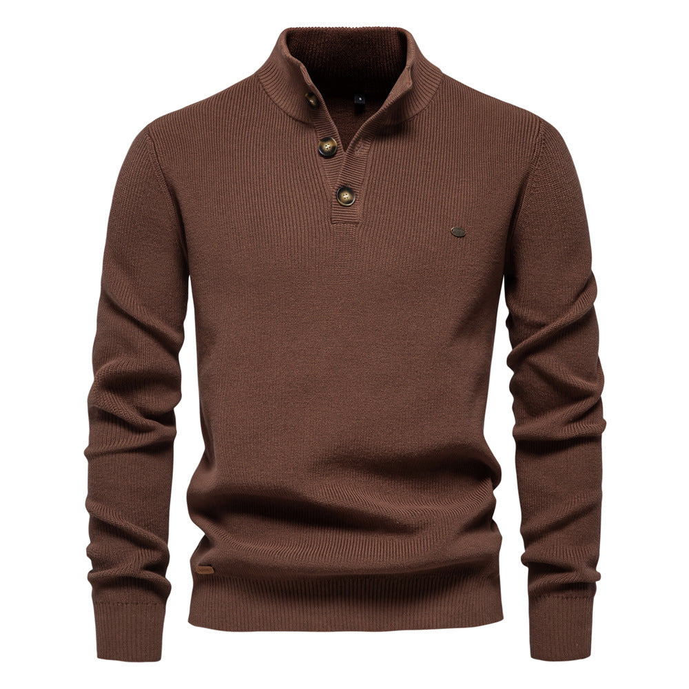 Herren Pullover mit Knopfleiste und strukturiertem Muster EB