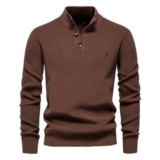 Herren Pullover mit Knopfleiste und strukturiertem Muster EB