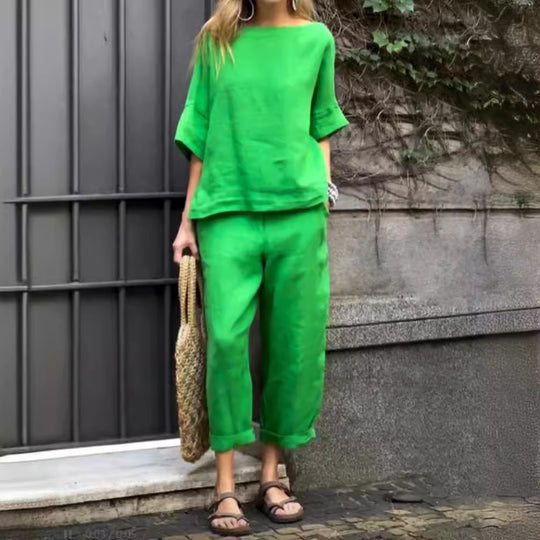 Damen lässiges Lounge-Set aus atmungsaktivem Stoff EB