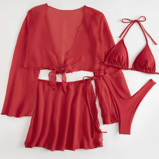 Damen Baumwoll Strandset mit lässigem Wickeldesign EB
