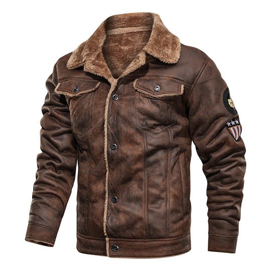 Herren nan gefütterte Lammfelloptik Jeansjacke mit Teddyfutter und Druckknopfleiste EB