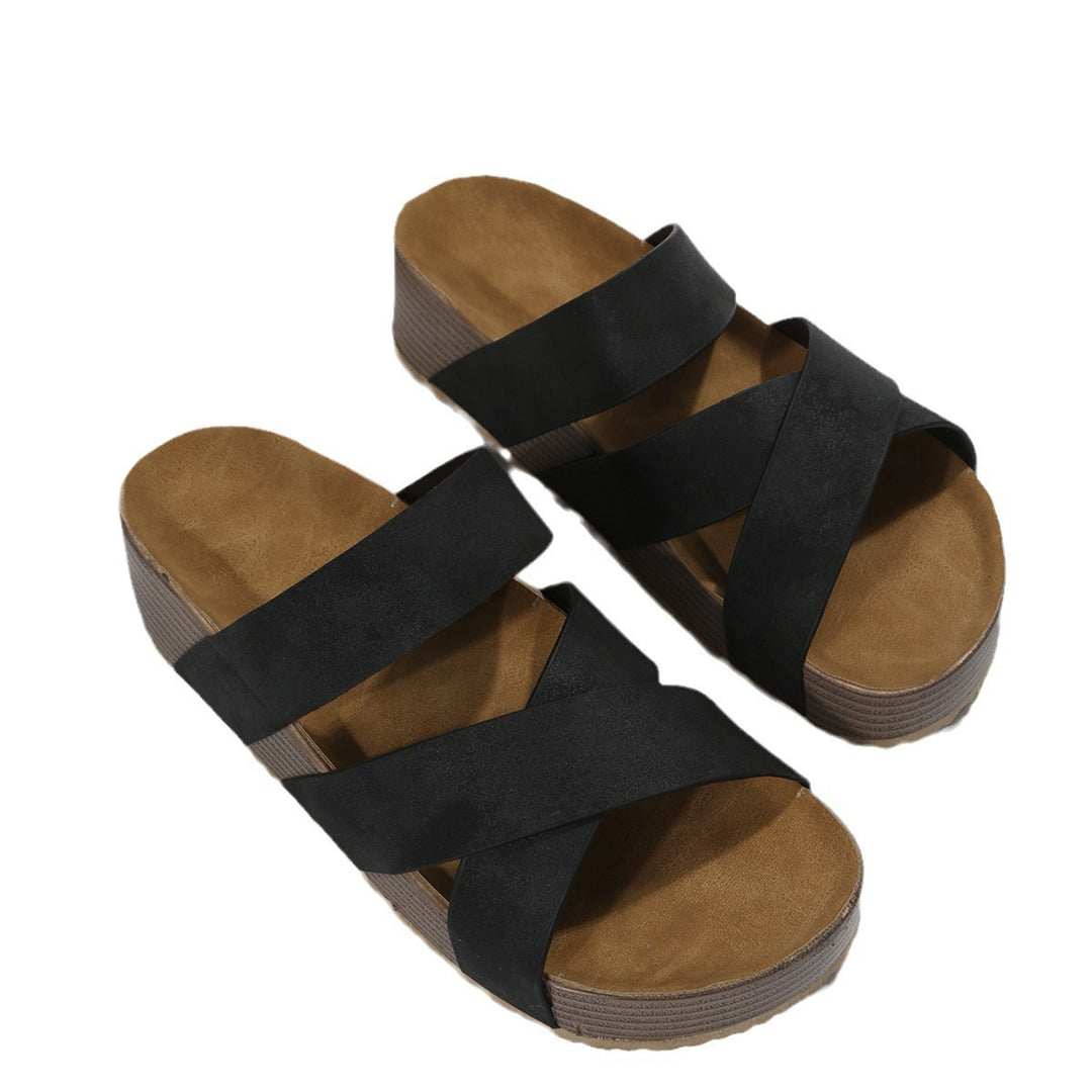 Damen modische Wedge-Sandalen mit geflochtenem Design und komfortabler Innensohle EB