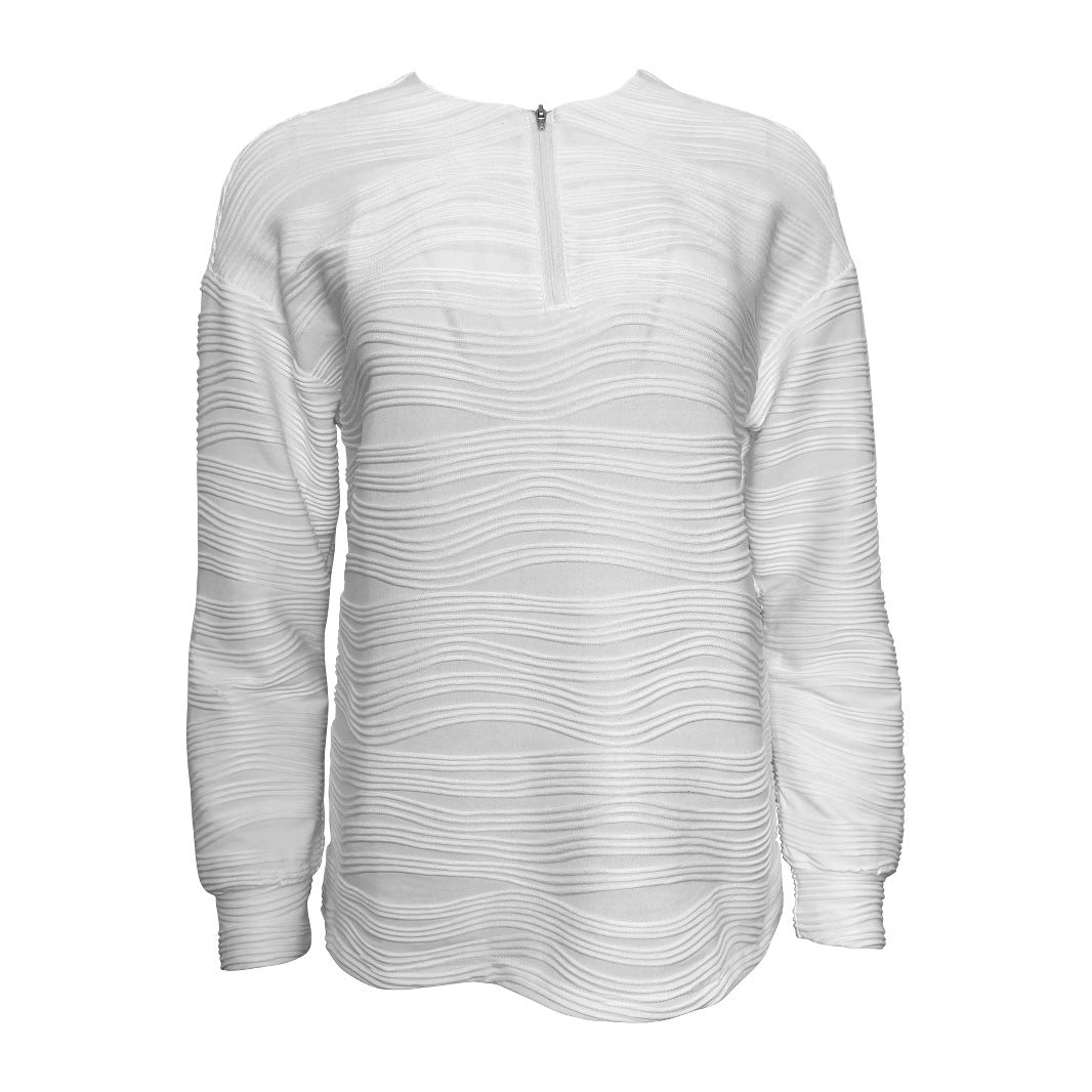Damen Moderner Sweatshirt mit Halbreißverschluss und strukturiertem Design EB