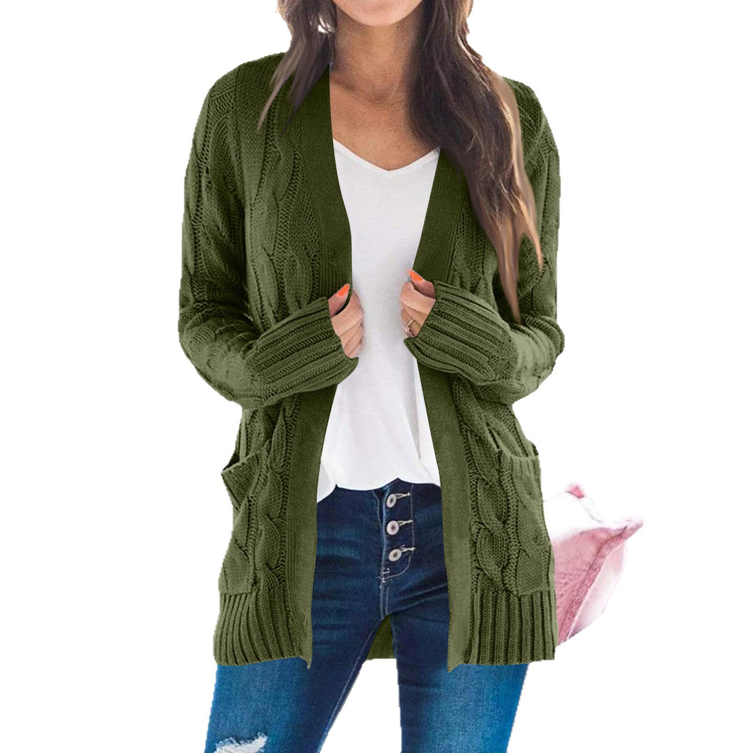 Damen Grobstrickjacke mit modernen Zopfmustern und praktischen Taschen EB