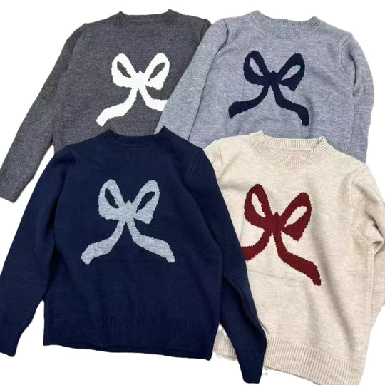 Damen Kuscheliger Pullover mit verspieltem Schleifenmotiv und weitem Schnitt EB
