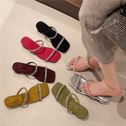 Damen elegante Riemchen-Sandalen mit Glitzerakzenten EB
