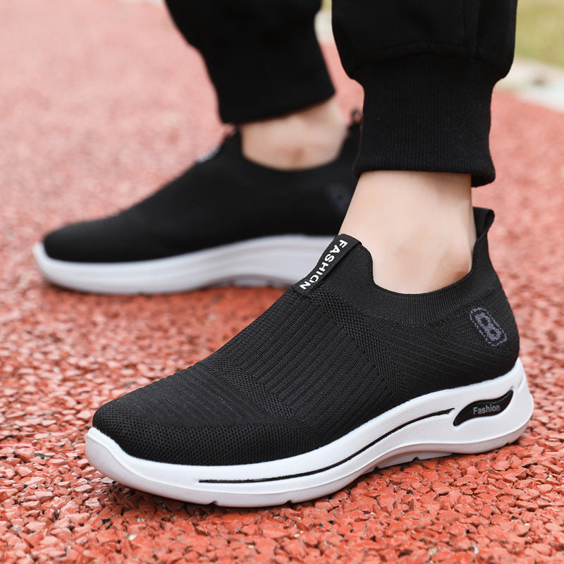 Damen Komfortable Slip-On Sneakers mit atmungsaktivem Strick-Obermaterial EB