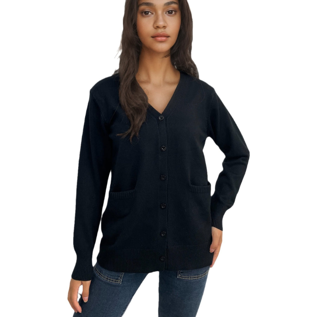 Damen Strickjacke mit Knopfverschluss und praktischen Taschen EB