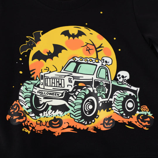 Jungen Sweatshirt mit gruseligem Monster-Truck-Motiv EB