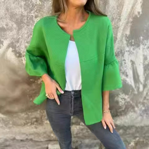 Damen modische Cardigan mit auffälligen Glockenärmeln und lockerer Passform EB
