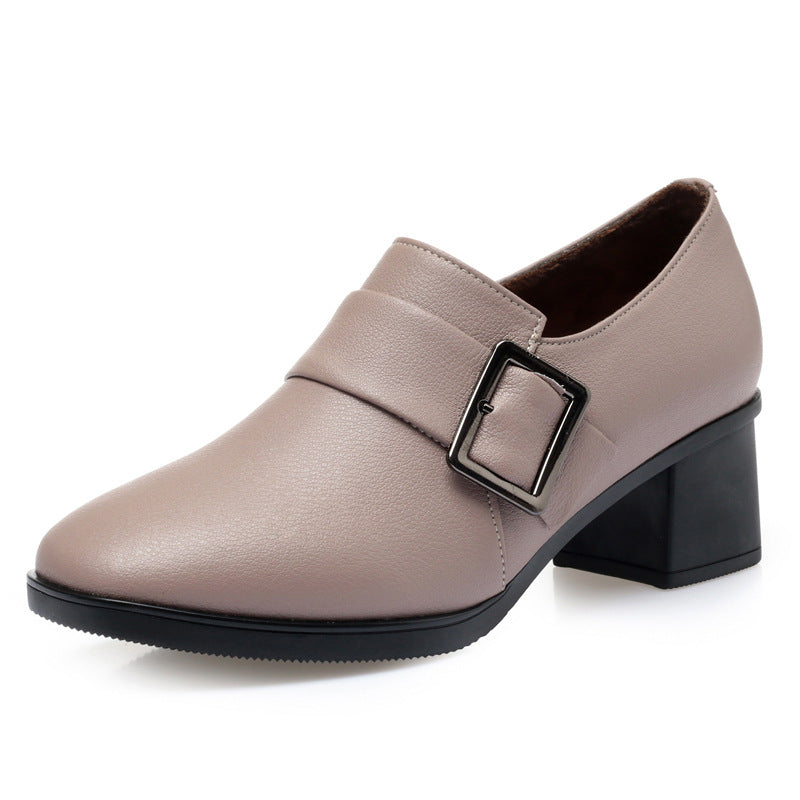 Damen elegante Stiefeletten mit modischem Riemen und hochwertigem Blockabsatz EB
