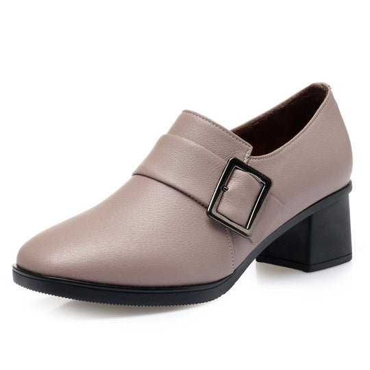 Damen elegante Stiefeletten mit modischem Riemen und hochwertigem Blockabsatz EB