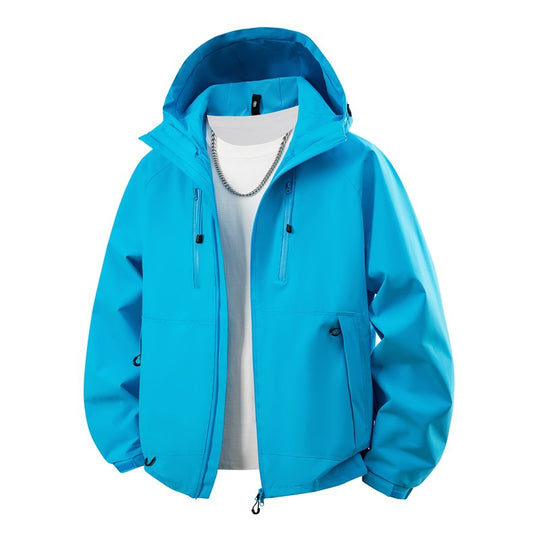 Herren matte Softshell-Kapuzenjacke mit verschweißten Nähten, Zweiwege-Reißverschluss und verstellbarem Kordelsaum EB