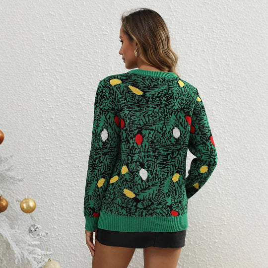 Damen beschichteter Pullover mit festlichem Motiv EB