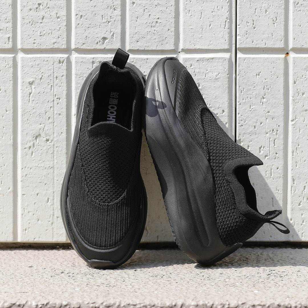 Damen Sportliche Slip-On Sneakers mit atmungsaktivem Strickoberteil und flexiblem Fußbett EB