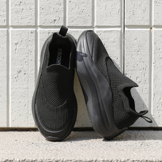 Damen Sportliche Slip-On Sneakers mit atmungsaktivem Strickoberteil und flexiblem Fußbett EB