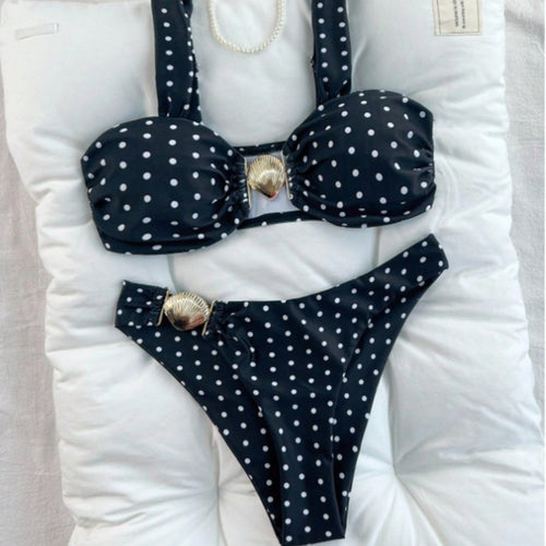 Damen Bandeau-Bikini-Set mit Muschel-Detail EB