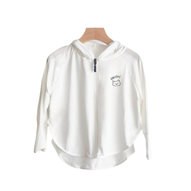 Damen leichte Sportjacke mit Kapuze und dezentem Motiv EB