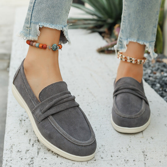 Damen nan elegante Wildlederoptik-Loafer mit gepolstertem Komfortfußbett EB