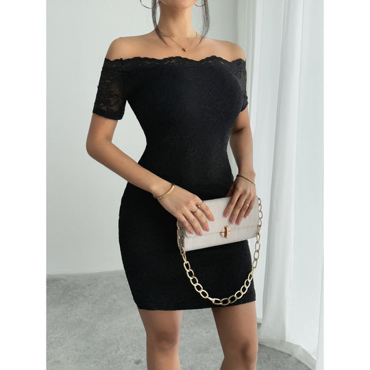 Damen Off-Shoulder Spitzenkleid EB