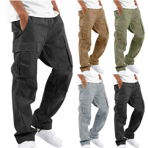Herren nan lockere Cargo-Hose mit großzügigen Klappentaschen, elastischem Bund und Kordelzug EB