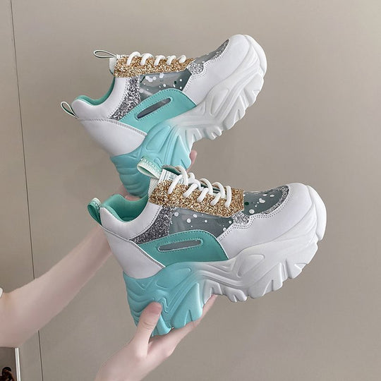 Damen Sneaker mit trendigem Glitter-Design und bequemer dämpfender Sohle EB